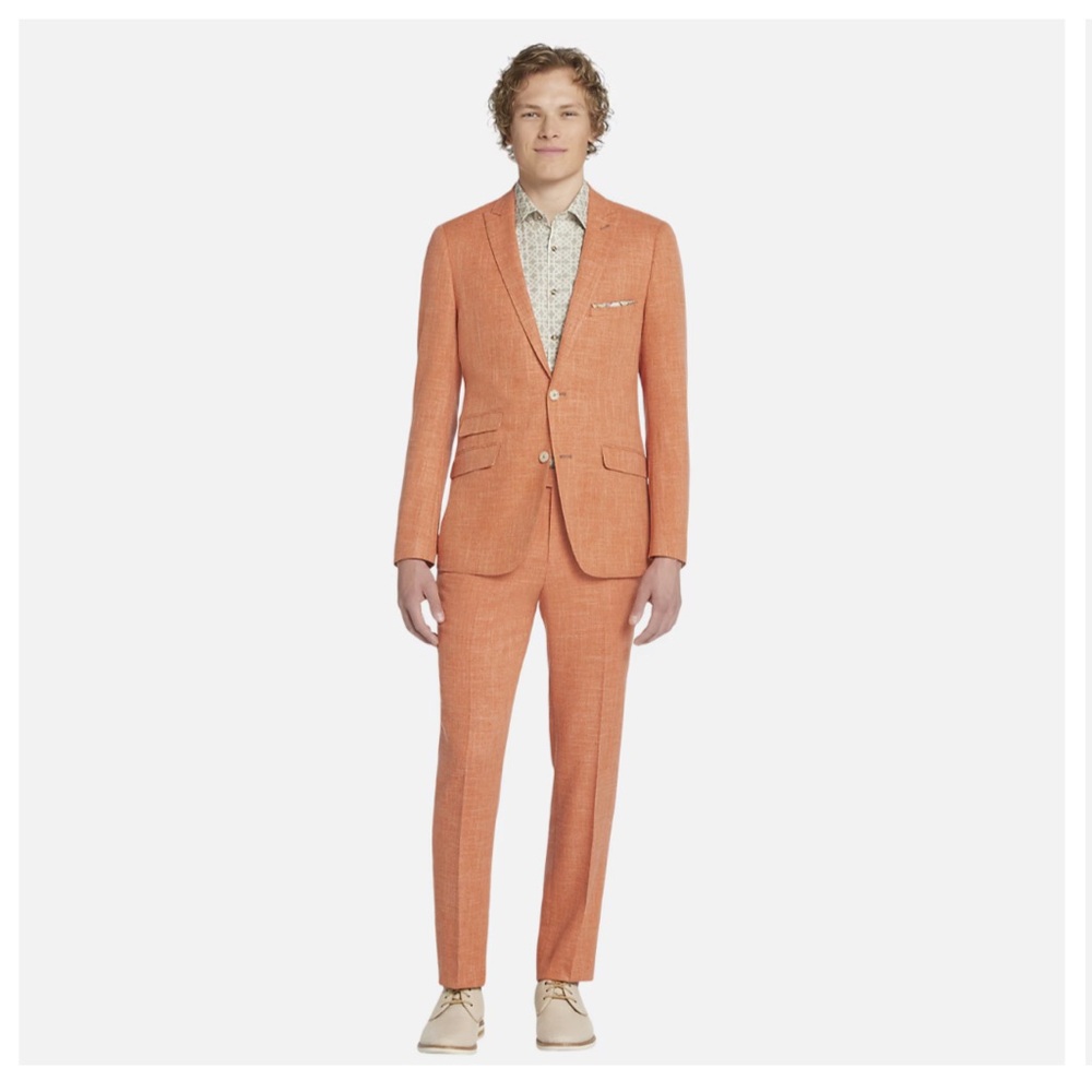 Pastel Orange Single Breasted 2-Piece Suit